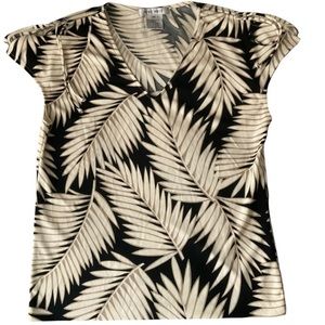 EUC NINE WEST Tropical Sleeveless Blouse pullover tie sleeves Size Medium